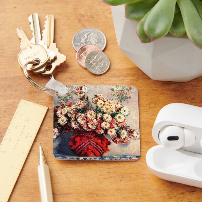 Still life with Chrysanthemums by Claude Monet Keychain (Desk)