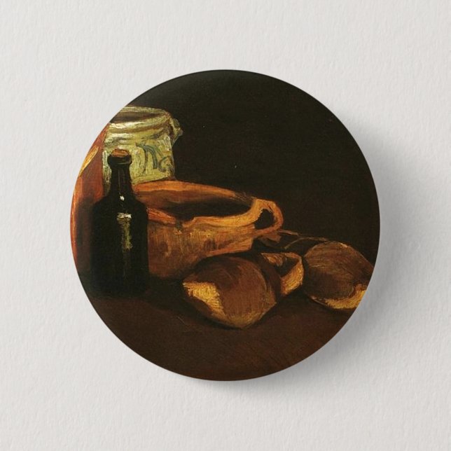 Still Life with Clogs and Pots, Van Gogh Pinback Button (Front)
