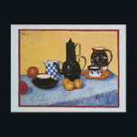 Still Life with Coffee Pot by Vincent Van Gogh Postcard<br><div class="desc">Vincent Willem van Gogh a Dutch post-impressionist painter is best known for his use of vivid colors and the emotional impact of his work.  This still life with Blue enamel coffeepot was made in Arles in 1888.</div>