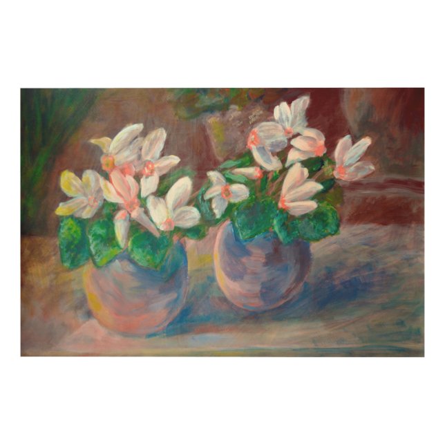 Still Life with Cyclamen  Wood Wall Art (Front)