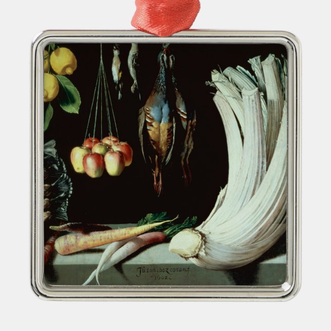 Still life with dead birds, fruit and metal ornament (Front)