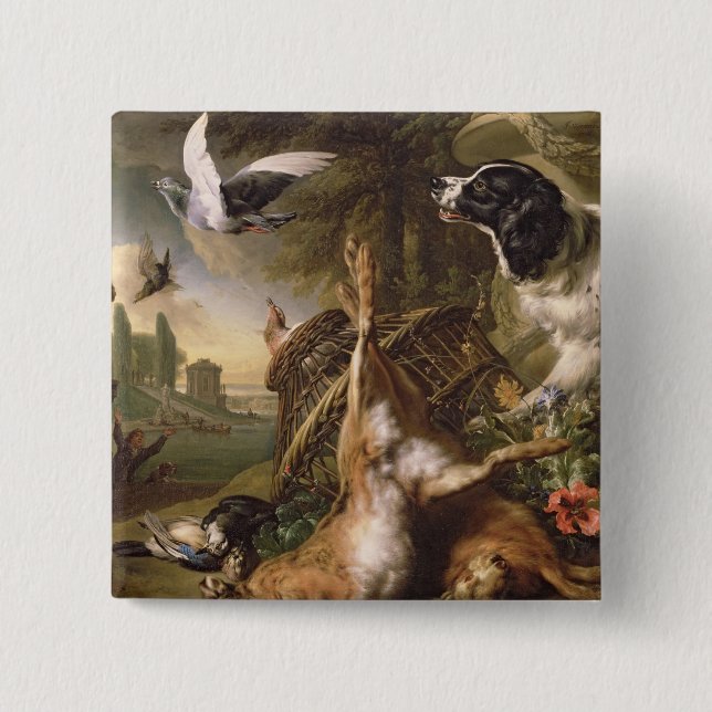 Still Life with Dead Game and Hares Button (Front)