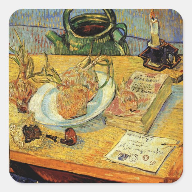 Still Life with Drawing Board by Vincent van Gogh Square Sticker (Front)