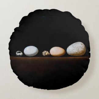 Still Life with Eggs – Realistic Painting Art Round Pillow