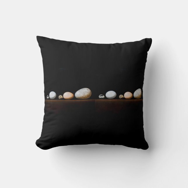 Still Life with Eggs – Realistic Painting Art Throw Pillow (Front)