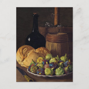 Still Life with Figs and Bread by Luis Melendez Holiday Postcard