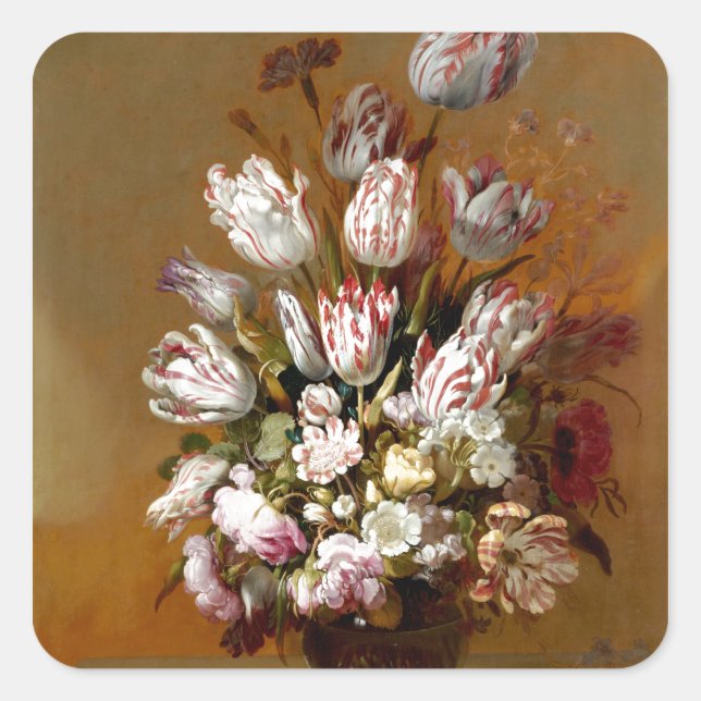Still life with flowers 1639 - Hans Bollongier Square Sticker (Front)