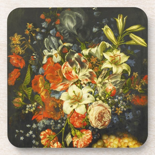 Still Life with Flowers and Fruit  Beverage Coaster (Front)