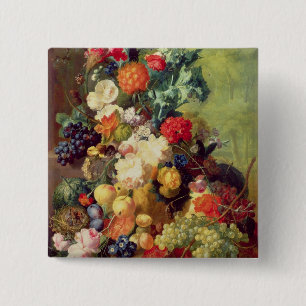 Still Life with Flowers and Fruit Button