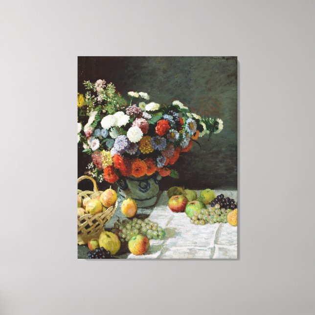 Still Life with Flowers and Fruit by Claude Monet Canvas Print (Front)