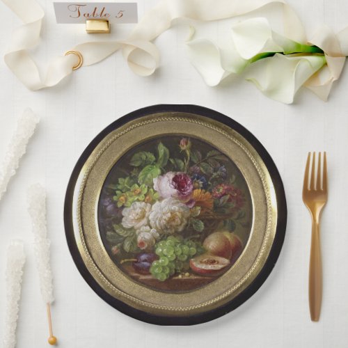 Still Life with Flowers and Fruit fine art Paper Plates
