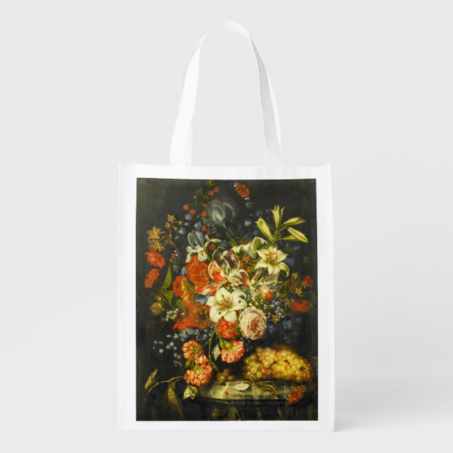 Still Life with Flowers and Fruit  Grocery Bag (Front)