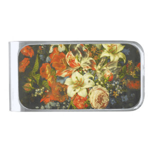Still Life with Flowers and Fruit  Silver Finish Money Clip