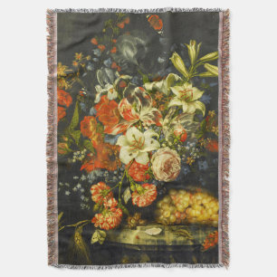 Still Life with Flowers and Fruit Throw Blanket