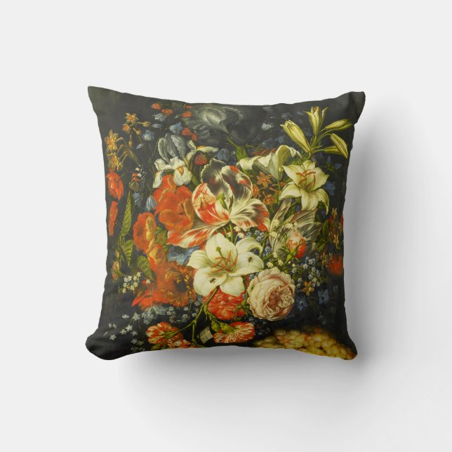 Still Life with Flowers and Fruit  Throw Pillow (Front)