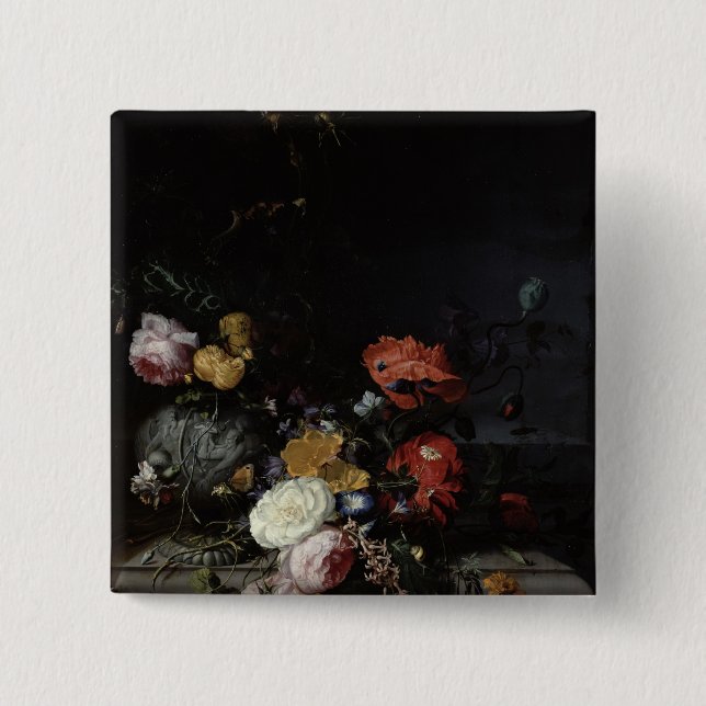 Still Life with Flowers and Insects Button (Front)