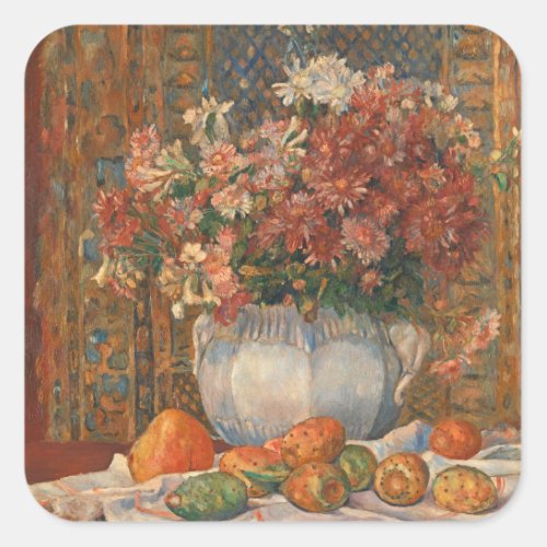 Still Life with Flowers and Prickly Pears Renoir  Square Sticker