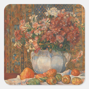 Still Life with Flowers and Prickly Pears, Renoir Square Sticker