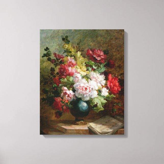 Still life with flowers and sheet music canvas print (Front)