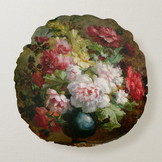 Still life with flowers and sheet music round pillow (Front)
