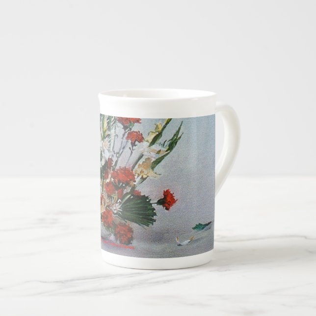 Still life with flowers bone china mug (Front Right)