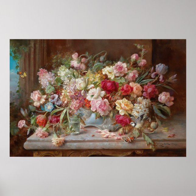 Still Life with Flowers by Hans Zatzka - poster (Front)