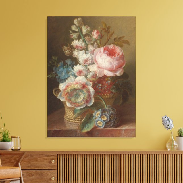 Still Life With Flowers – Cornelis van Spaendonck Canvas Print (Insitu(LivingRoom))