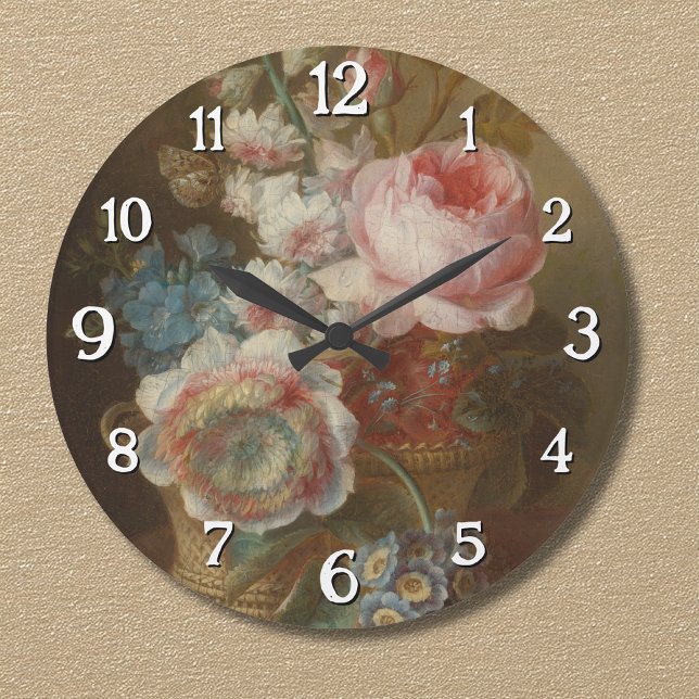 Still Life With Flowers – Cornelis van Spaendonck Large Clock (Creator Uploaded)