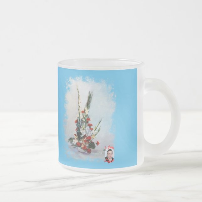 Still life with flowers frosted glass coffee mug (Right)