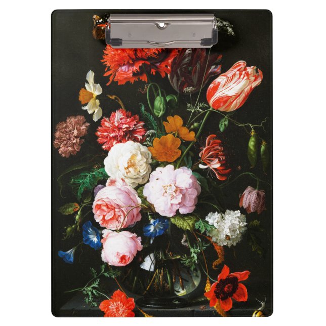 Still Life with Flowers in a Glass Vase Classic Clipboard (Front)