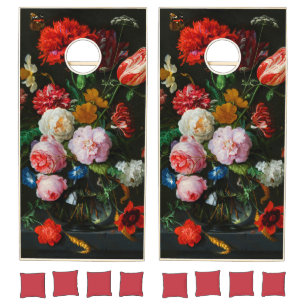 Still Life with Flowers in a Glass Vase Cornhole Set
