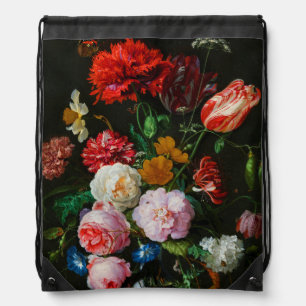 Still Life with Flowers in a Glass Vase Drawstring Bag