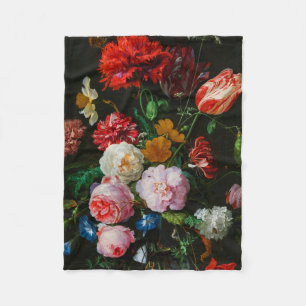 Still Life with Flowers in a Glass Vase Fleece Blanket