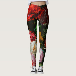 Still Life with Flowers in a Glass Vase Leggings
