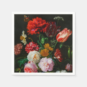 Still Life with Flowers in a Glass Vase  Napkins