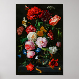 Still Life with Flowers in a Glass Vase Poster