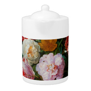 Still Life with Flowers in a Glass Vase  Teapot