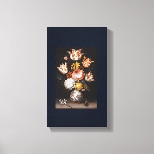 Still Life with Flowers in a Porcelain Vase Canvas Print