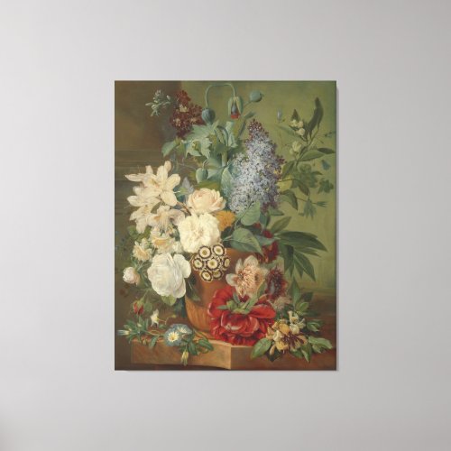 Still Life With Flowers in a Terracotta Vase Canvas Print
