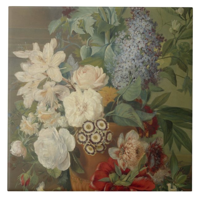 Still Life With Flowers in a Terracotta Vase Ceramic Tile (Front)