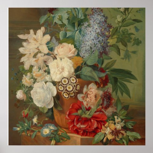 Still Life With Flowers in a Terracotta Vase Poster