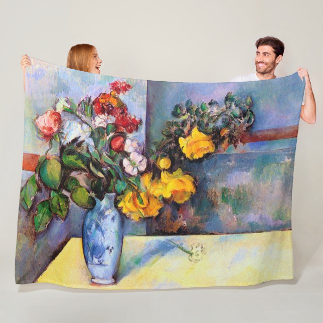 Still Life with Flowers in a Vase, Paul Cezanne Fleece Blanket (In Situ)