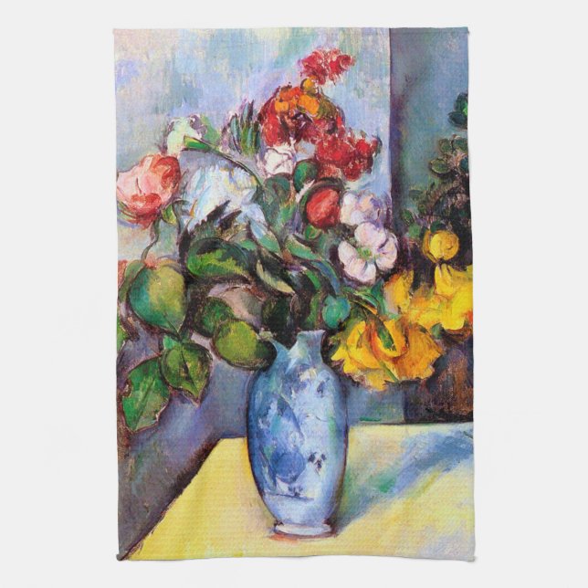 Still Life with Flowers in a Vase, Paul Cezanne Kitchen Towel (Vertical)