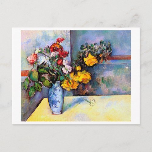 Still Life with Flowers in a Vase Paul Cezanne Postcard