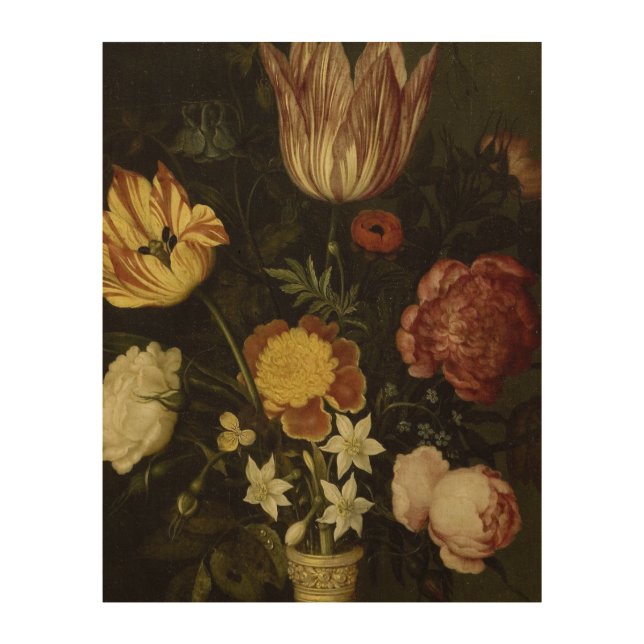 Still Life With Flowers in a Wan-li Vase Ambrosius Wood Wall Art (Front)
