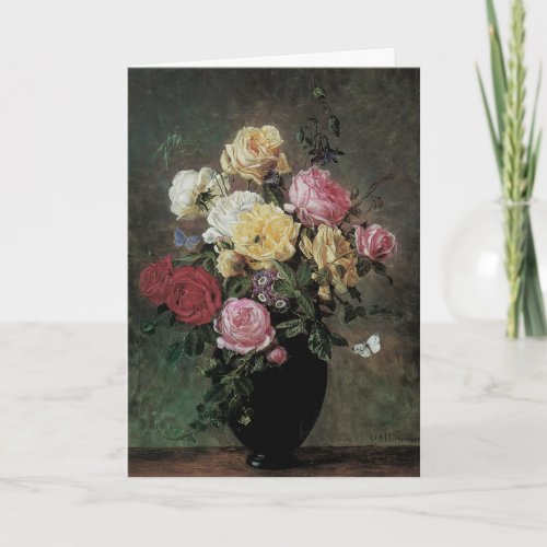 Still Life with Flowers in Vase by Olaf Hermansen Card