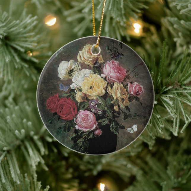 Still Life with Flowers in Vase by Olaf Hermansen Ceramic Ornament (Tree)