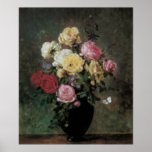 Still Life with Flowers in Vase by Olaf Hermansen Poster
