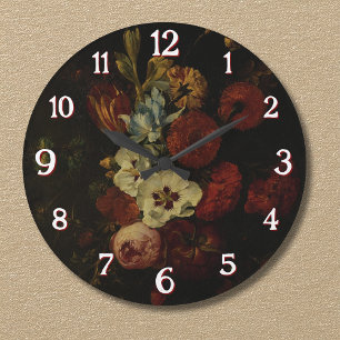 Still Life with Flowers Large Clock