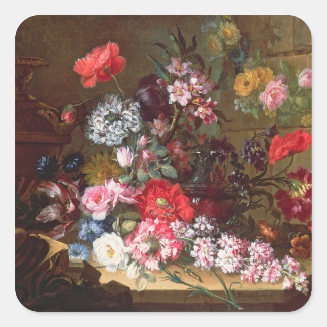 Still Life with Flowers Square Sticker (Front)
